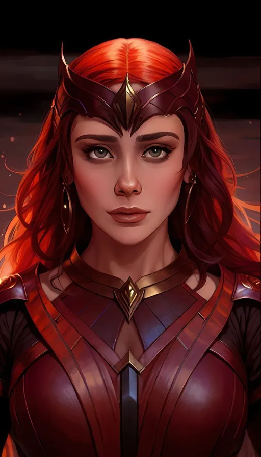 a woman with red hair wearing a costume