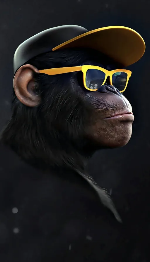 a monkey wearing sunglasses and a hat : 2 | blurry, ugly, deformed, jpeg, low resolution : -1