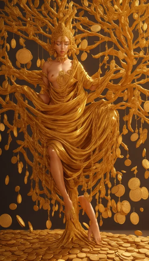 wood, textile, dress, art, sculpture, tree, plant, fashion design, mythology, visual arts