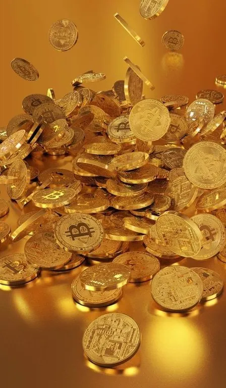 a pile of gold coins on a table