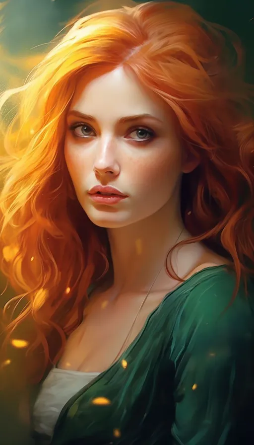 a painting of a woman with red hair