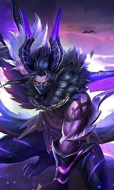 a woman in a purple outfit holding a sword