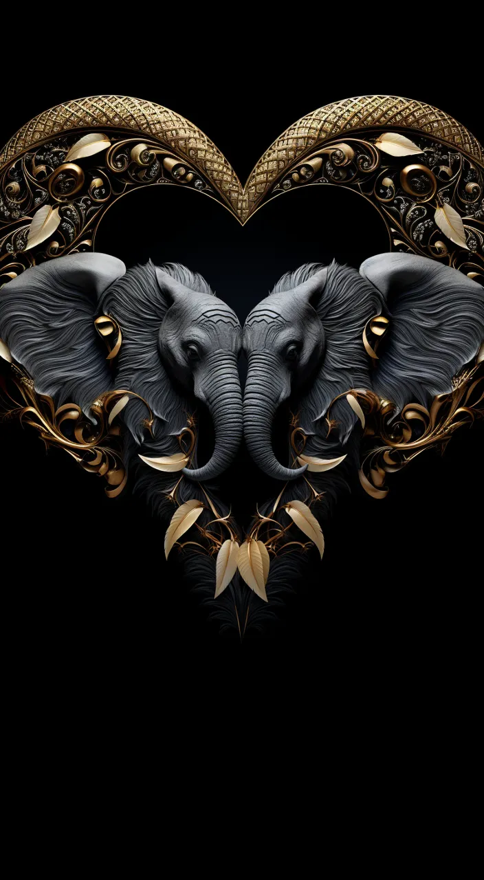 a couple of elephants that are in the shape of a heart