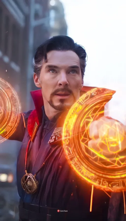 a man in a red jacket holding a glowing object