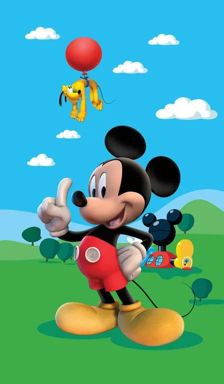 a cartoon mickey mouse flying through the air