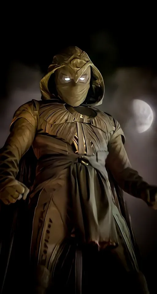 a man in a costume standing in the dark