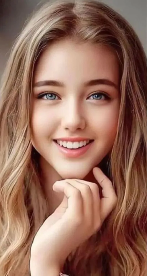 a woman with long blonde hair and blue eyes