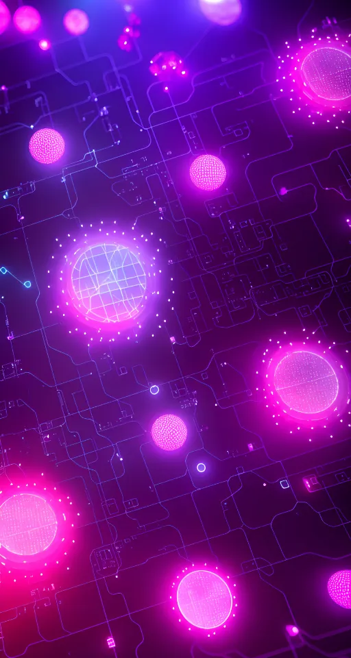 a computer circuit board with a lot of circles