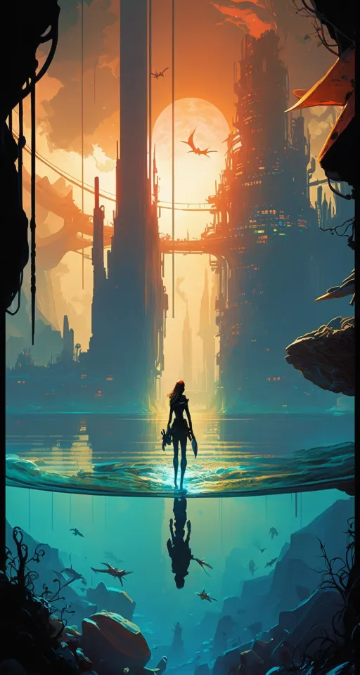 a woman standing in front of a futuristic city