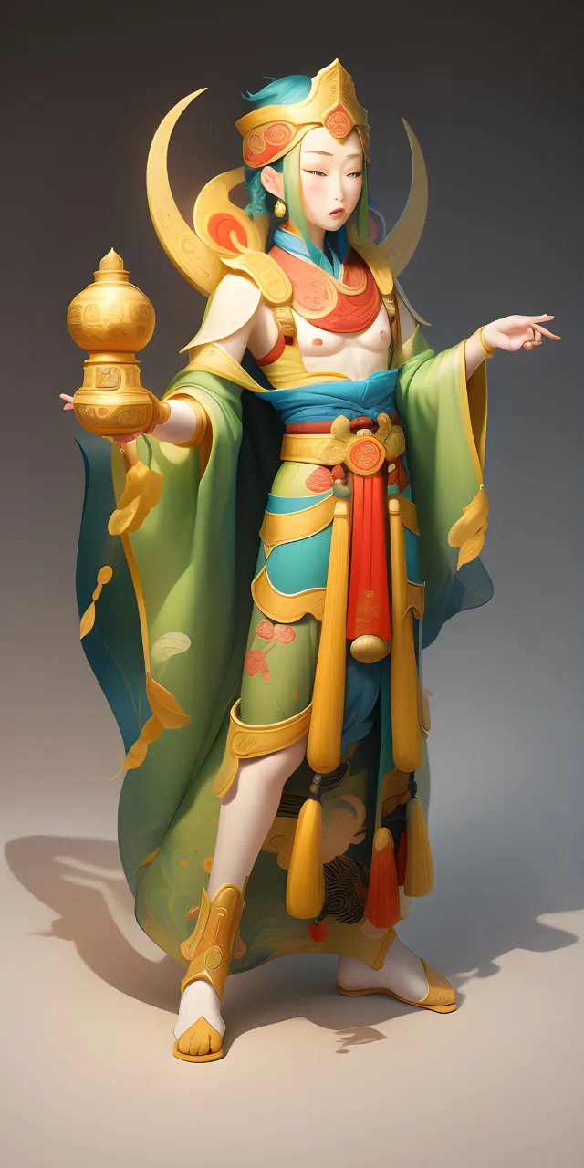 a statue of a woman dressed in oriental clothing