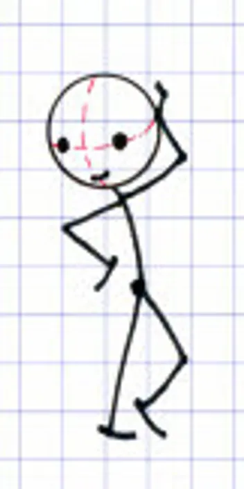 a drawing of a person holding a stick. cartoon, gesture, font, line, art, parallel, circle, triangle, slope, pattern