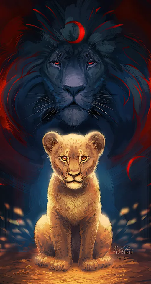 darken the background and make the lion more dominant.