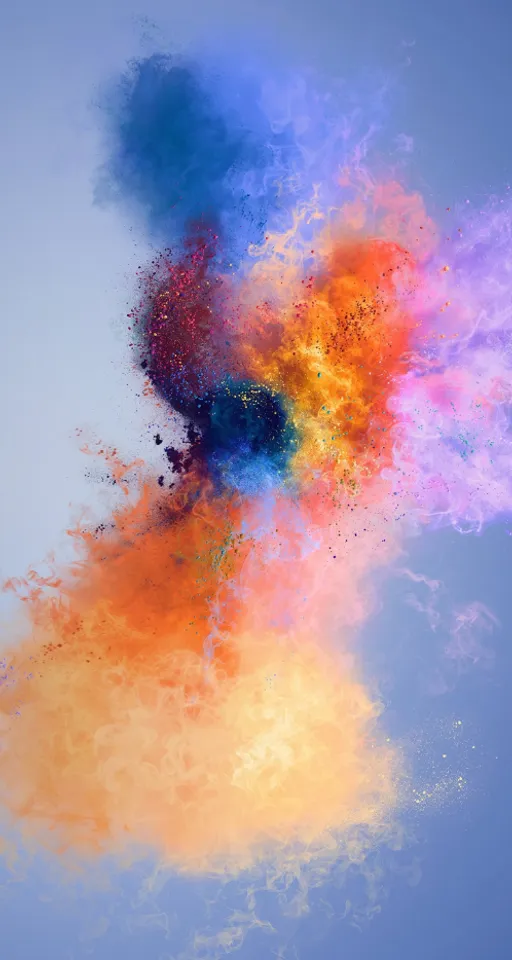 a colorful cloud of colored powder flying through the air