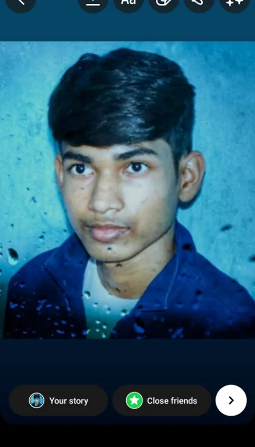 a picture of a young man with a blue background