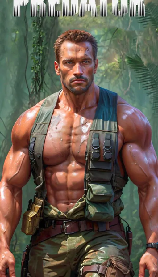 a man in military gear standing in front of a jungle