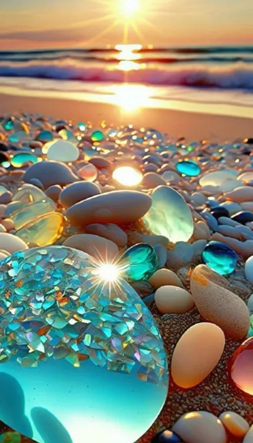 a beach covered in lots of different colored stones