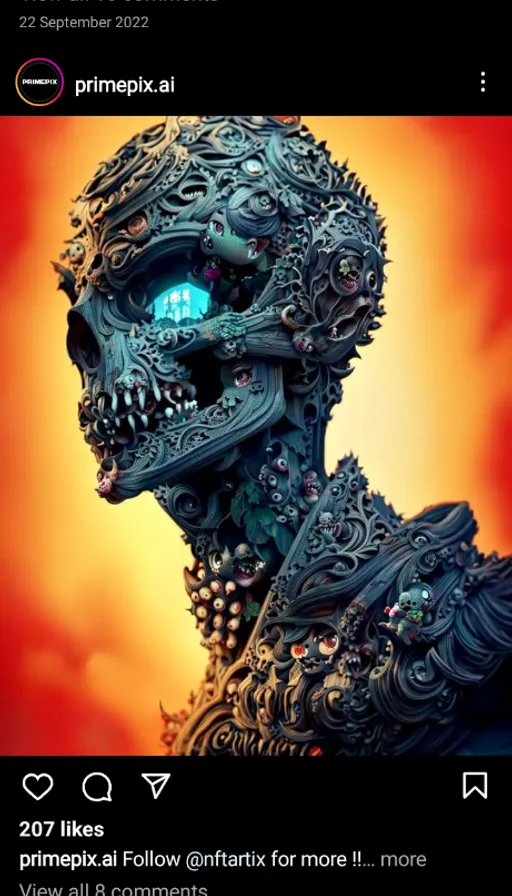 a picture of a skeleton with blue eyes