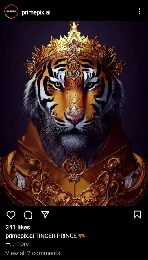 an image of a tiger wearing a crown