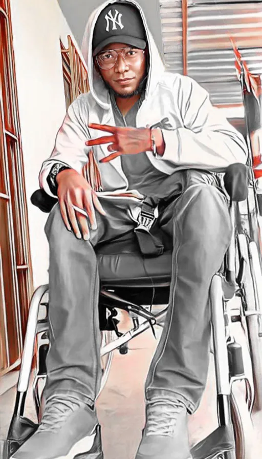 a drawing of a man in a wheelchair