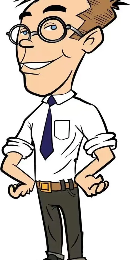 a cartoon man with glasses and a tie