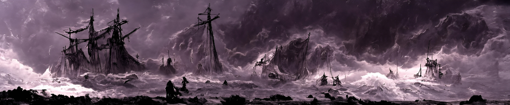 a painting of a ship in a stormy sea