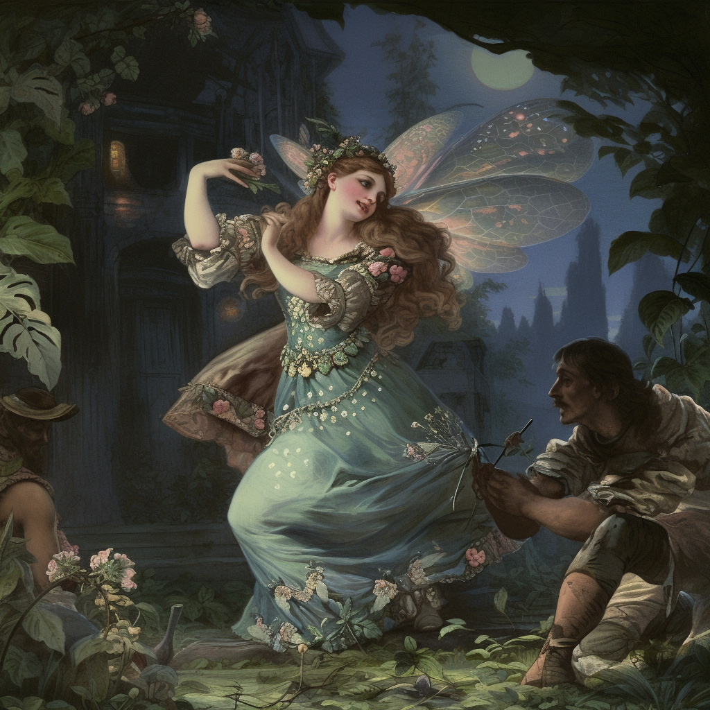 a painting of a woman dressed as a fairy