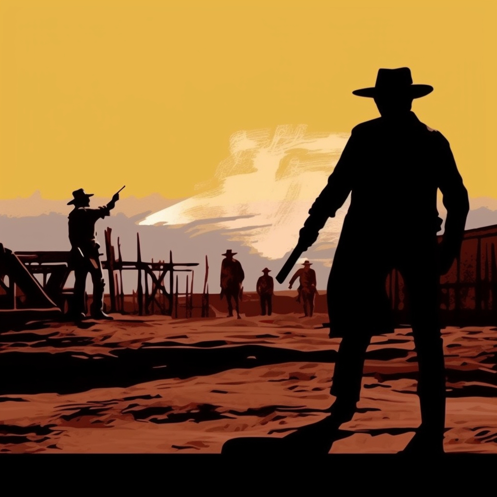 a silhouette of a man holding a gun