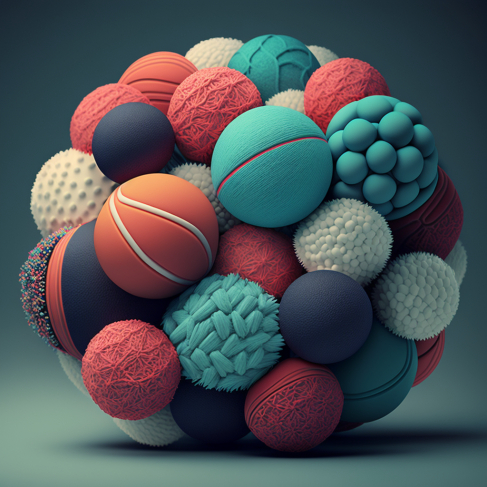 a ball made out of different colored balls