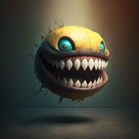 a yellow monster with a big mouth and big teeth