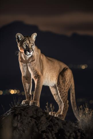 a mountain lion standing on top of a rock