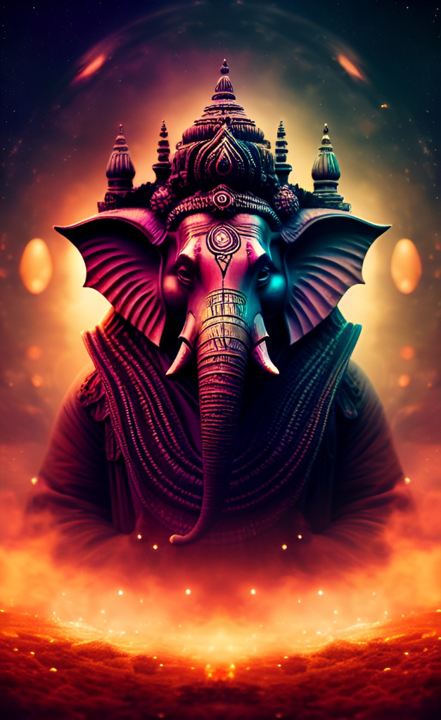 a painting of an elephant with a sky background. "Close up Krishna wallpaper with extrem black background, shiny dark blue and purple combination". "close up krishna wallpaper with extrem
black background, shiny dark blue and
purple combination"