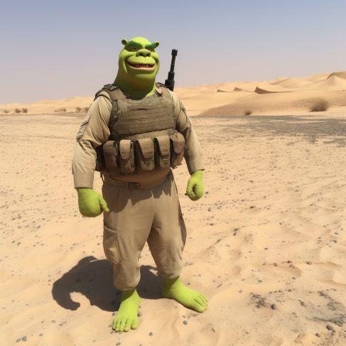 a man in a costume standing in the desert