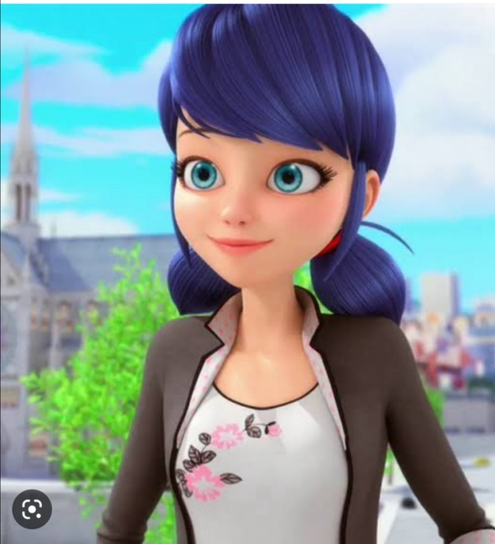 a girl with blue hair and a black jacket