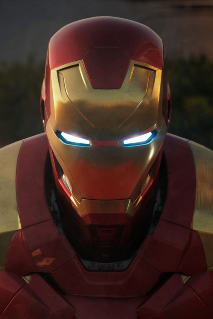 a close up of the face of iron man
