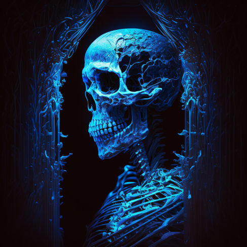 jaw, art, font, bone, electric blue, fictional character, skull, darkness, graphics, human anatomy