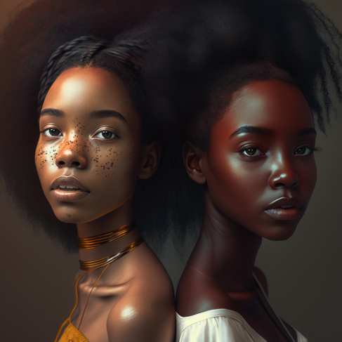 two black women with freckles on their faces