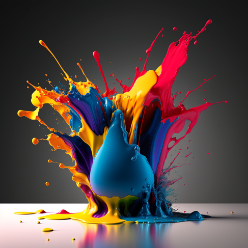 a multicolored liquid splashing on a white surface