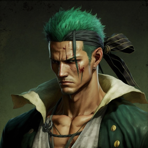 a man with green hair wearing a green outfit