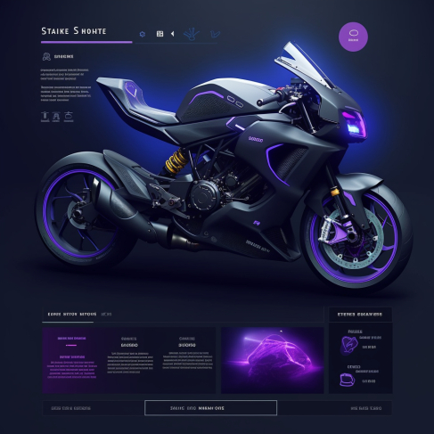 a futuristic motorcycle is shown in purple lighting