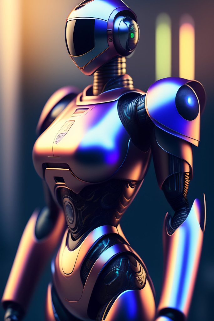 a robot that is standing in the dark