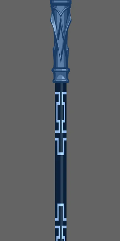a tall blue and white pole with a clock on top of it